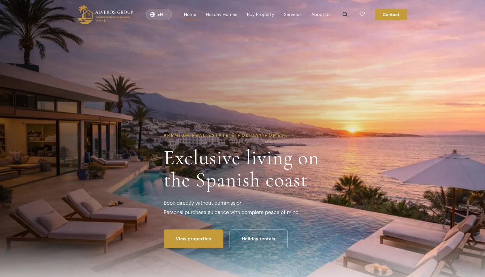 Homepage van Alveros Group — exclusief wonen aan de Spaanse kust