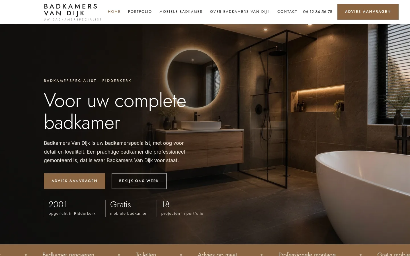 Voorbeeld badkamers en sanitair: Badkamers Van Dijk