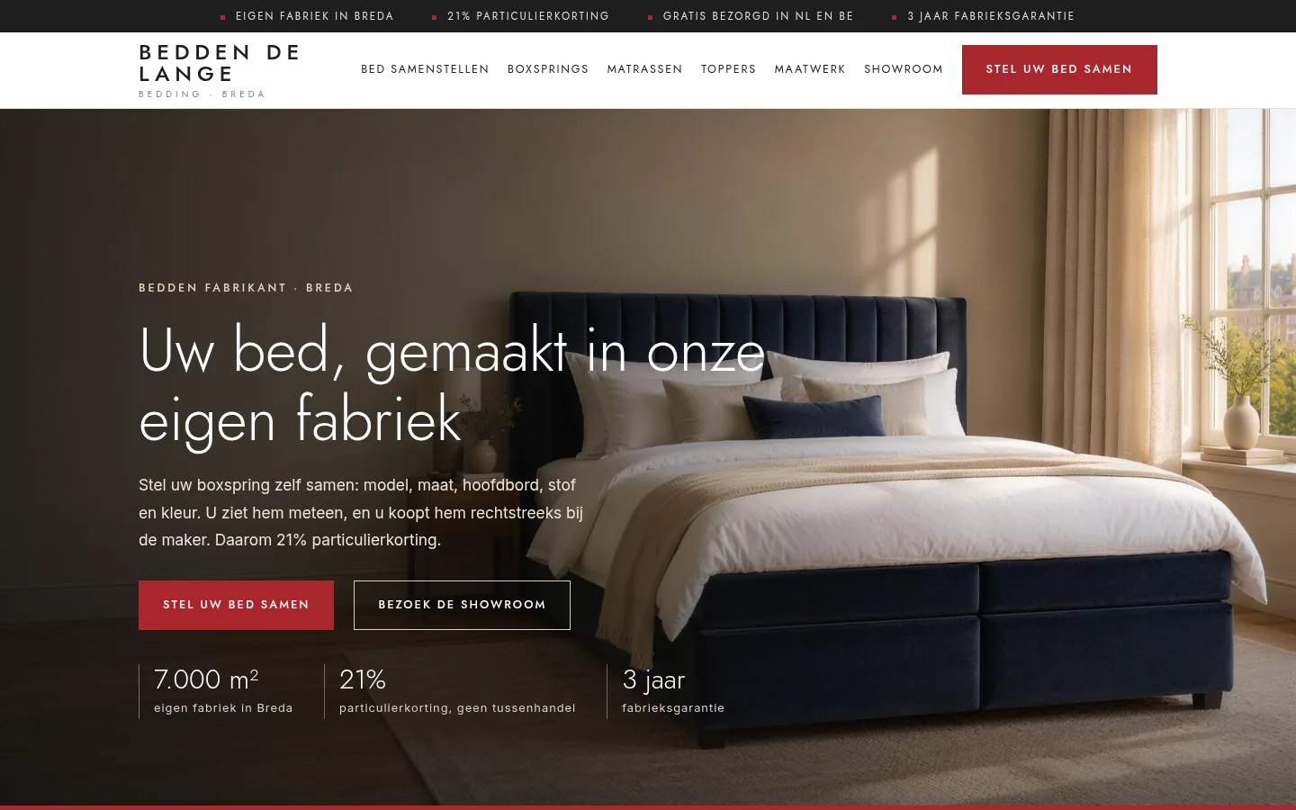 Voorbeeld beddenzaak met webshop: Bedden De Lange