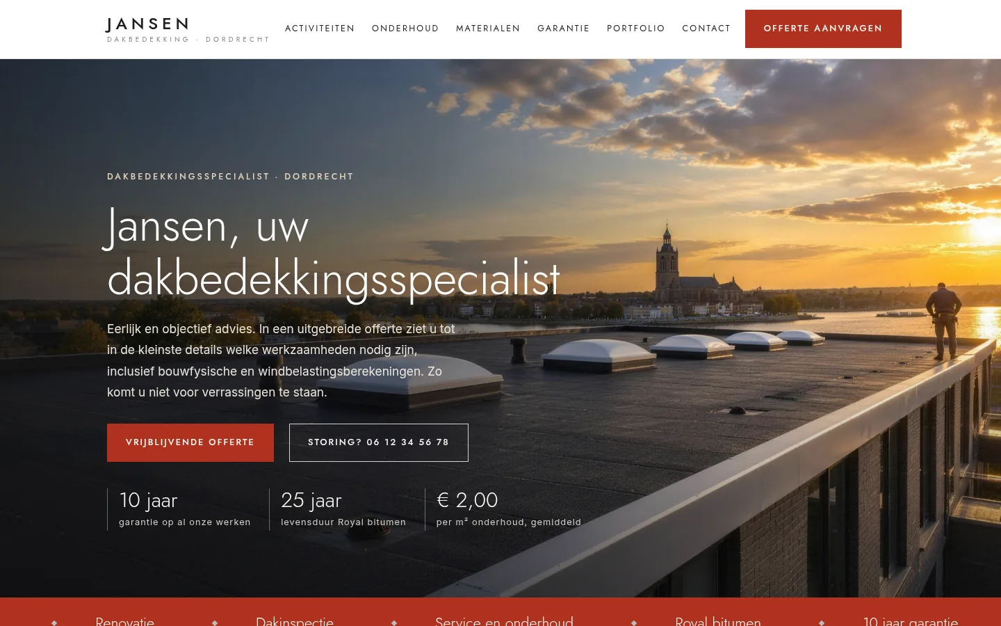 Voorbeeld dakdekker: Dakwerken Jansen