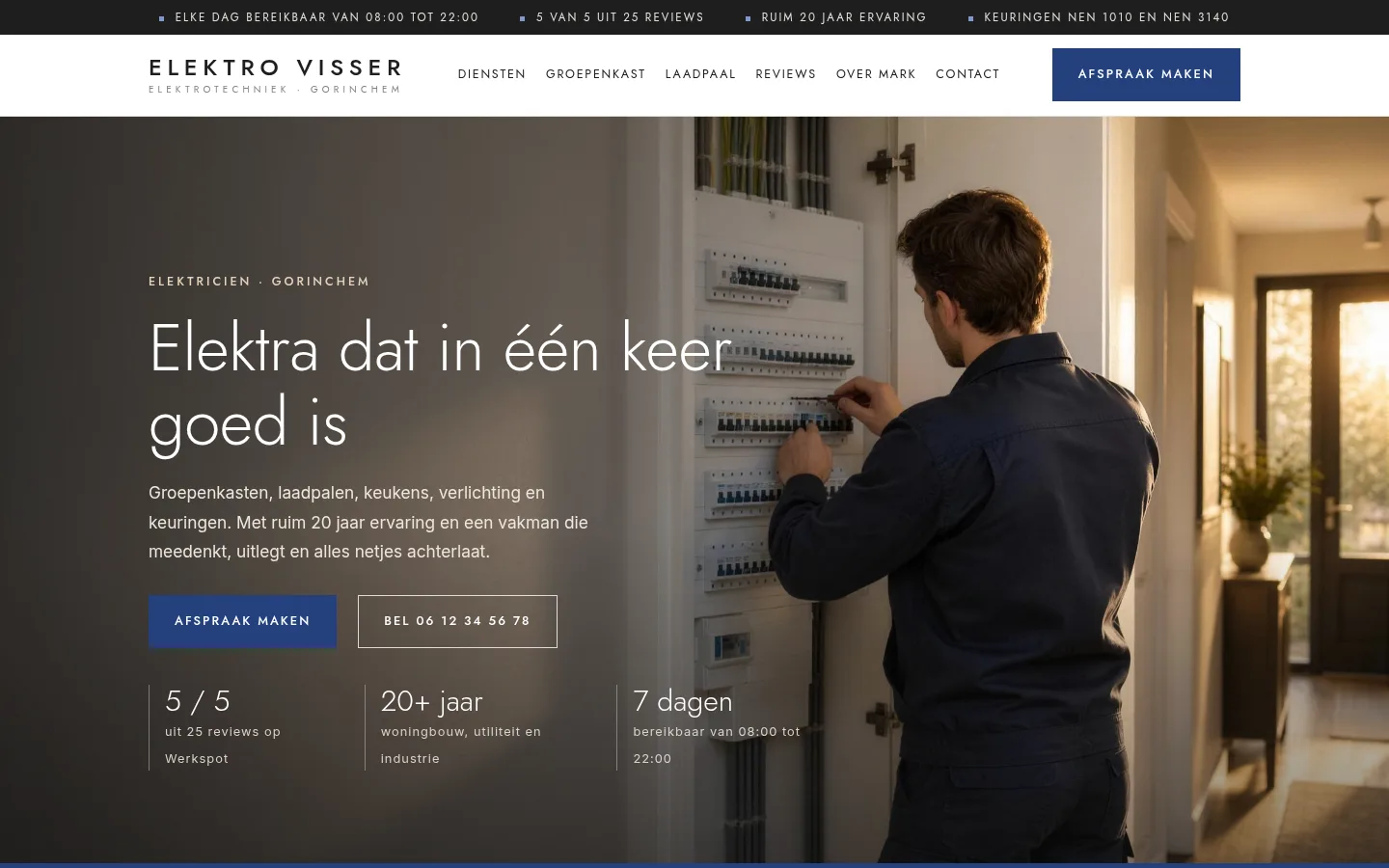 Voorbeeld elektricien: Elektro Visser