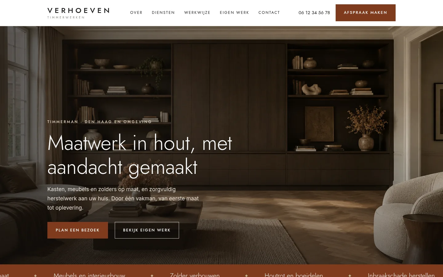 Voorbeeld timmerwerk en interieur: Houtwerk Verhoeven